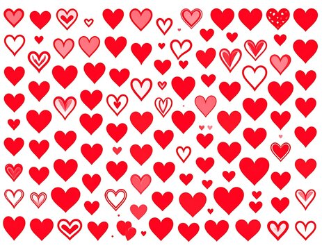 Many red hearts on white