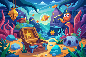 underwater scene with fishes