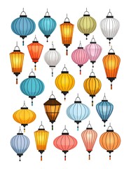 Fototapeta premium Collection of colorful hanging lanterns (1)