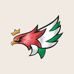 Eagle head logo vector with bright and bold color combination.