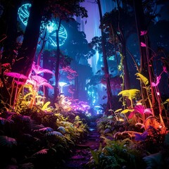 Fantasy forest glowing path