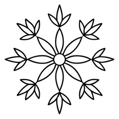 Simple snowflake design with floral petal accents on transparent background