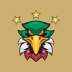 Eagle Head Logo vector illustration front view.