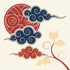 Chinese cloud set, auspicious clouds vector collection