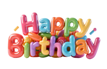 Playful 3D Candy-Shaped 'Happy Birthday' Text: Festive Celebration Design