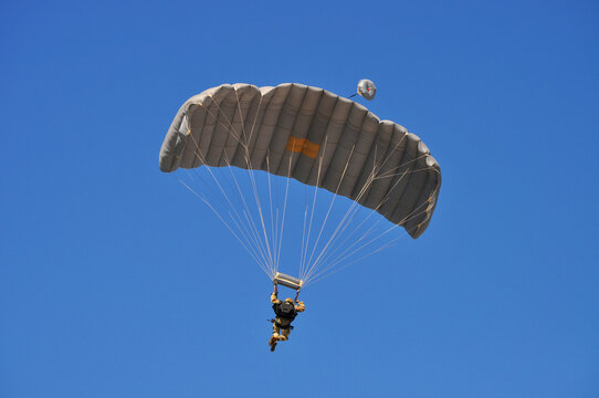 Paratrooper in camouflage uniform