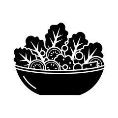 Salad Bowl Icon – Fresh Vegetable Food Symbol Silhouette Vector