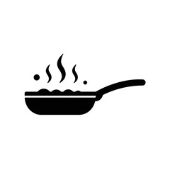 Cooking Pan Icon - Simple Black Frying Pan Symbol for Kitchen and Food