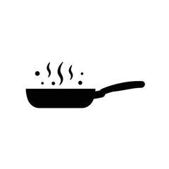 Cooking Pan Icon - Simple Black Frying Pan Symbol for Kitchen and Food