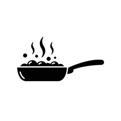 Cooking Pan Icon - Simple Black Frying Pan Symbol for Kitchen and Food