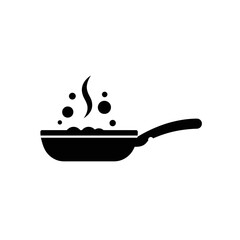 Cooking Pan Icon - Simple Black Frying Pan Symbol for Kitchen and Food