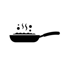 Cooking Pan Icon - Simple Black Frying Pan Symbol for Kitchen and Food