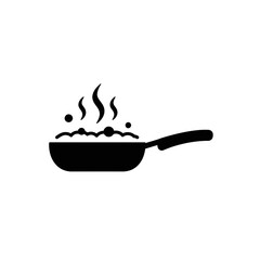 Cooking Pan Icon - Simple Black Frying Pan Symbol for Kitchen and Food