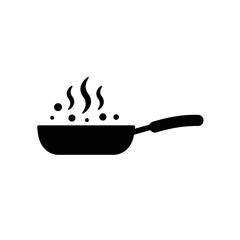 Cooking Pan Icon - Simple Black Frying Pan Symbol for Kitchen and Food