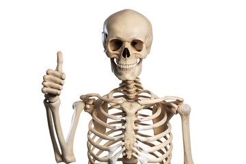Human Skeleton With Thumbs Up Gesture On Background anatomy bones isolated on a transparent background