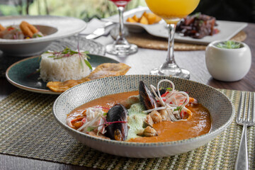 tomato and seafood cream soup