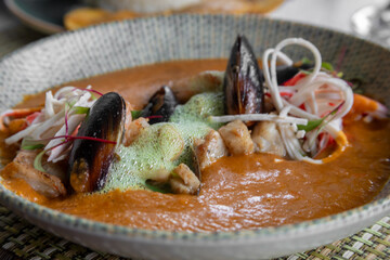 tomato and seafood cream soup