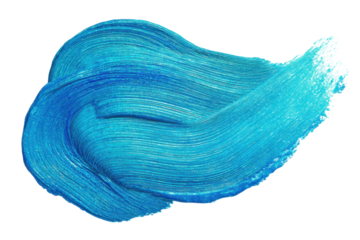 Abstract blue watercolor paint brush stroke flow texture PNG transparent background isolated graphic resource. Vibrant azure, cyan, cerulean color art shape