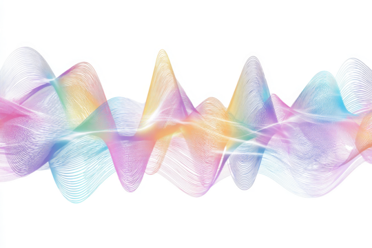 Abstract neon color visual music wave frequencies rhythm PNG white background isolated graphic resource