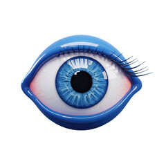 Vivid Blue Eye with Glossy 3D Render on a Gradient Blue Background, Perfect for Medical, Ophthalmological, or Vision-Related Designs, Digital Art