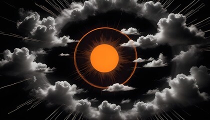 Abstract Sun Surrounded by Clouds