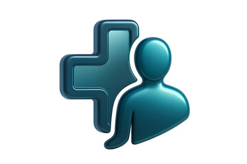 3D Medical Cross and Human Silhouette Icon &ndash; Glossy Futuristic Health Design Inspired by World Health Summit 2025 Berlin