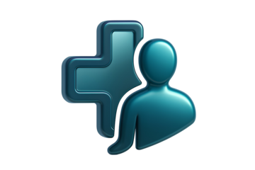 3D Medical Cross and Human Silhouette Icon – Glossy Futuristic Health Design Inspired by World Health Summit 2025 Berlin