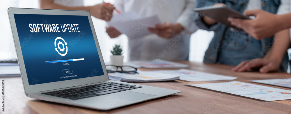 Wall mural software update on computer for brisk version of device software upgrade