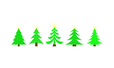 Fototapeta premium Christmas Tree Vector Set - Holiday Decoration Flat Illustration