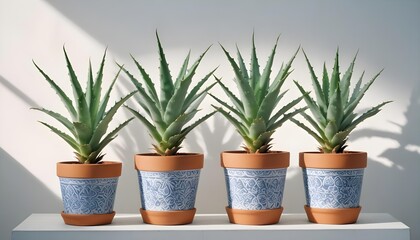 Obraz premium Aloe Vera Plants in Decorative Pots