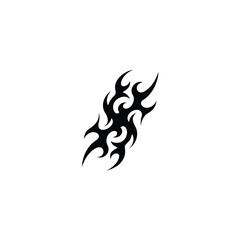 Abstract tribal flame tattoo design in black on a white background