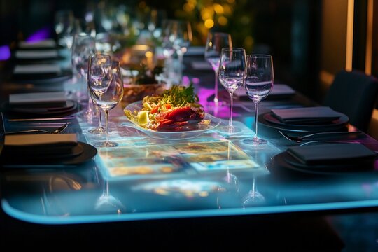 High-tech dining experience with holographic menu