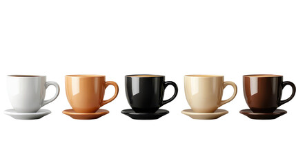 Obraz premium Set of coffee cups isolated on transparent background
