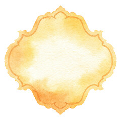 Obraz premium Vintage ornate watercolor frame with golden hues and elegant border design, cut out