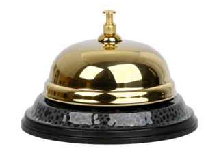 Brass service bell isolated on a transparent background