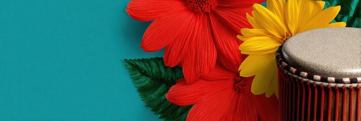 hispanic heritage festival web design, vibrant hispanic heritage month festival website header features traditional music instrument graphics and a festive color palette professional design includes