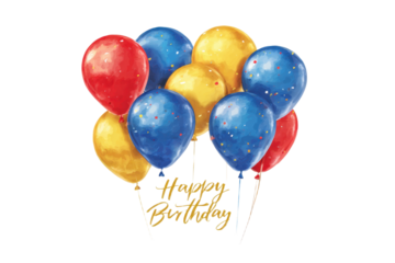 Happy birthday party greeting balloons PNG