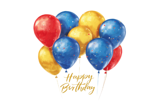 Happy birthday party greeting balloons PNG