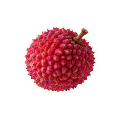 Single Fresh Red Lychee Fruit Isolated on Black Background