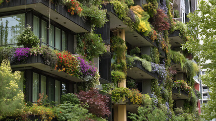 Obraz premium Vertical forest in milan with many plants on the balconies of buildings