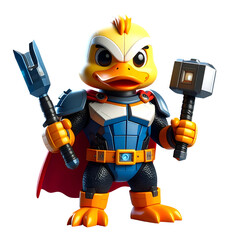 Cute duck superhero figure