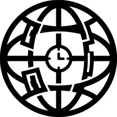 Time zones on globe outline icon vector
