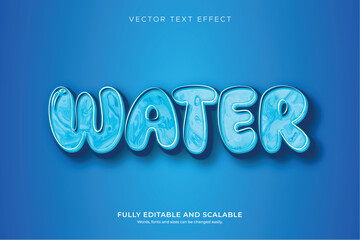 Water Style 3D Editable Text Effect Vector Typography 