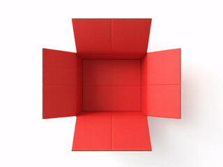Vibrant red cardboard box awaits your product inside, ready for shipping and delivery solutions