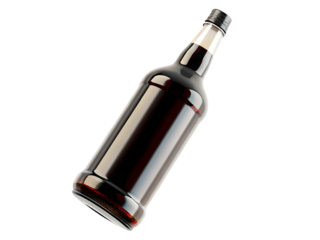Dark liquid bottle isolated on a transparent background