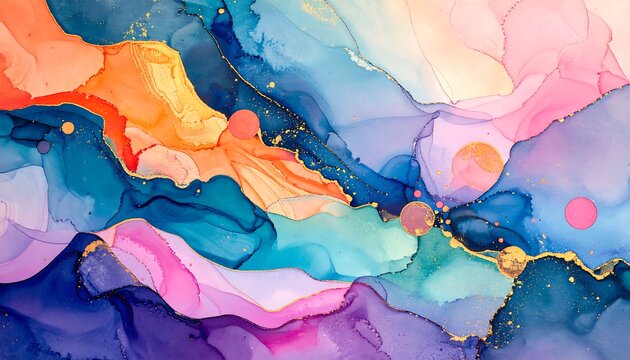 Abstract fluid art, vibrant colors, flowing textures - Powered by Adobe