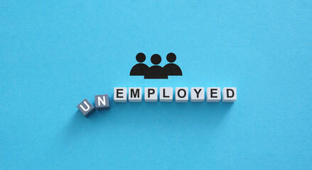Word unemployed changing to employed. Job opportunity.