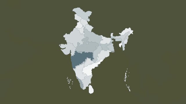 Maharashtra map video 15, Highlighted on India Map Video, with Borders, Geography & Education&rdquo; India map video, Indian territory video.