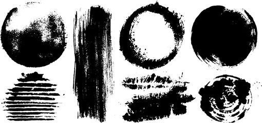 Black ink silhouette collection of abstract elements for creative design projects