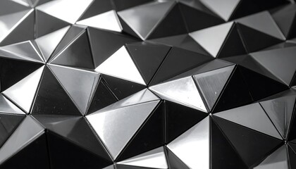 Obraz premium Abstract geometric background featuring metallic triangles in monochrome shades
